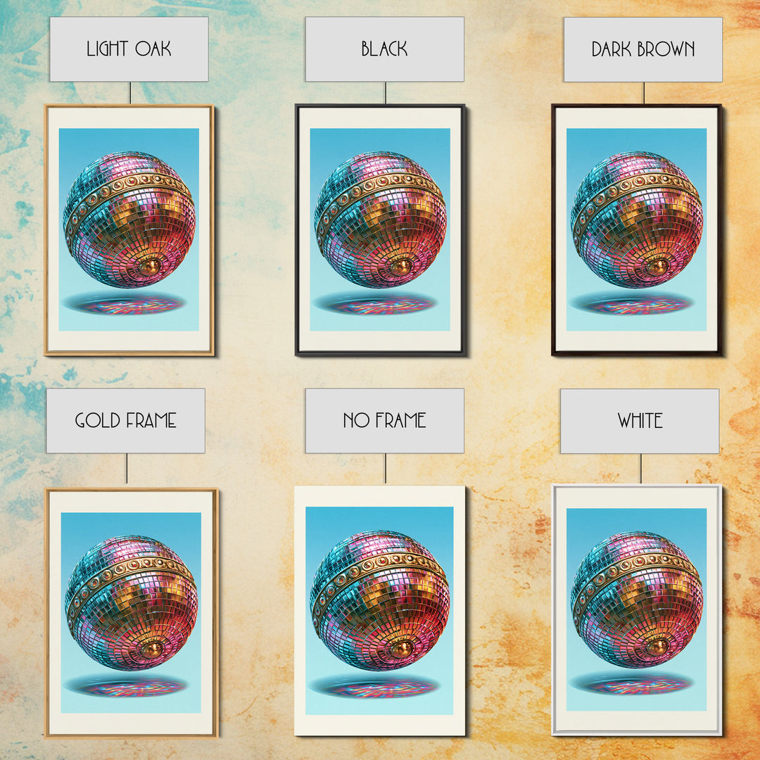 Roller Disco Ball Framed Canvas Print, Retro Art, Contemporary Art, Living Room Decor, Oil Painting, Retro, Art Deco, RET-2x3-21