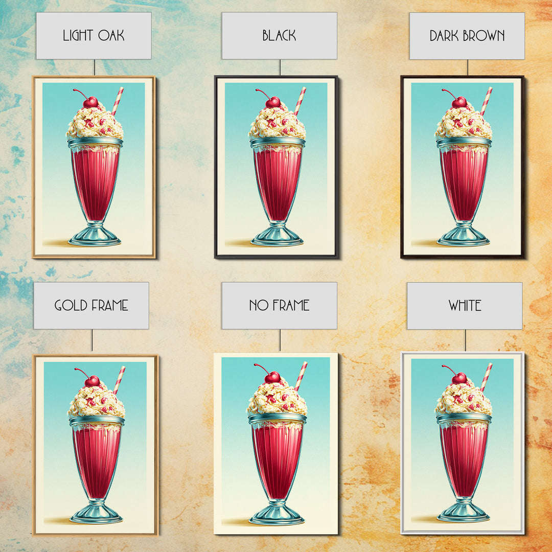 1950s Diner Milkshake Canvas Print, Retro Art, Poster, Living Room Decor, Fine Art, Retro, Abstract Art, Apartment Decor, RET-2x3-9