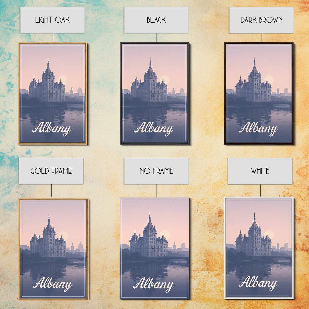 Albany Travel Poster, Framed Canvas Print, Classic Travel Poster Art, Albany Travel Art, Gift For Travelers, Wanderlust Decor, Wall Art