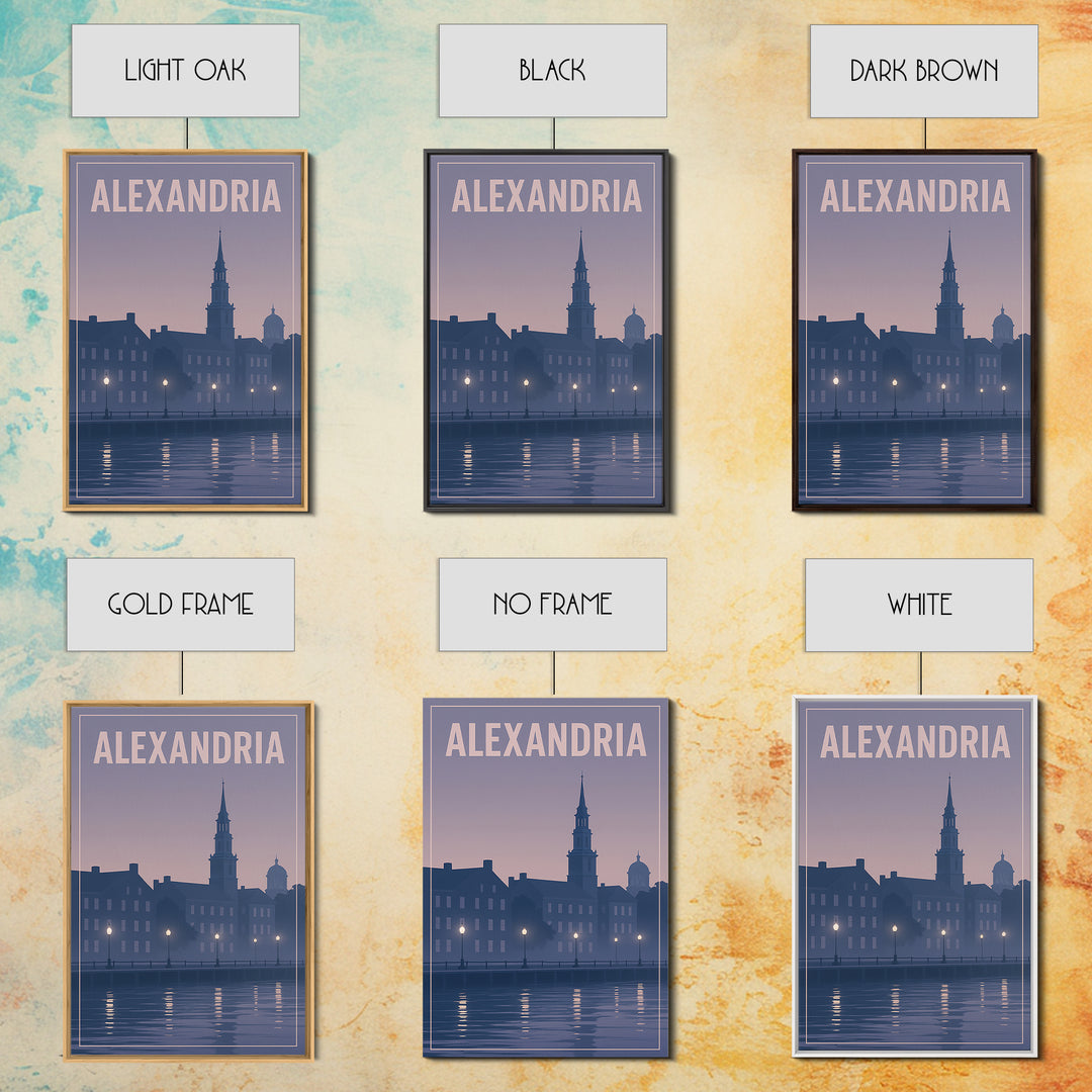 Alexandria Virginia Travel Poster, Framed Canvas Print, Mid Century City Wall Art, Alexandria Art Print, Travel Art Print, Wanderlust Decor