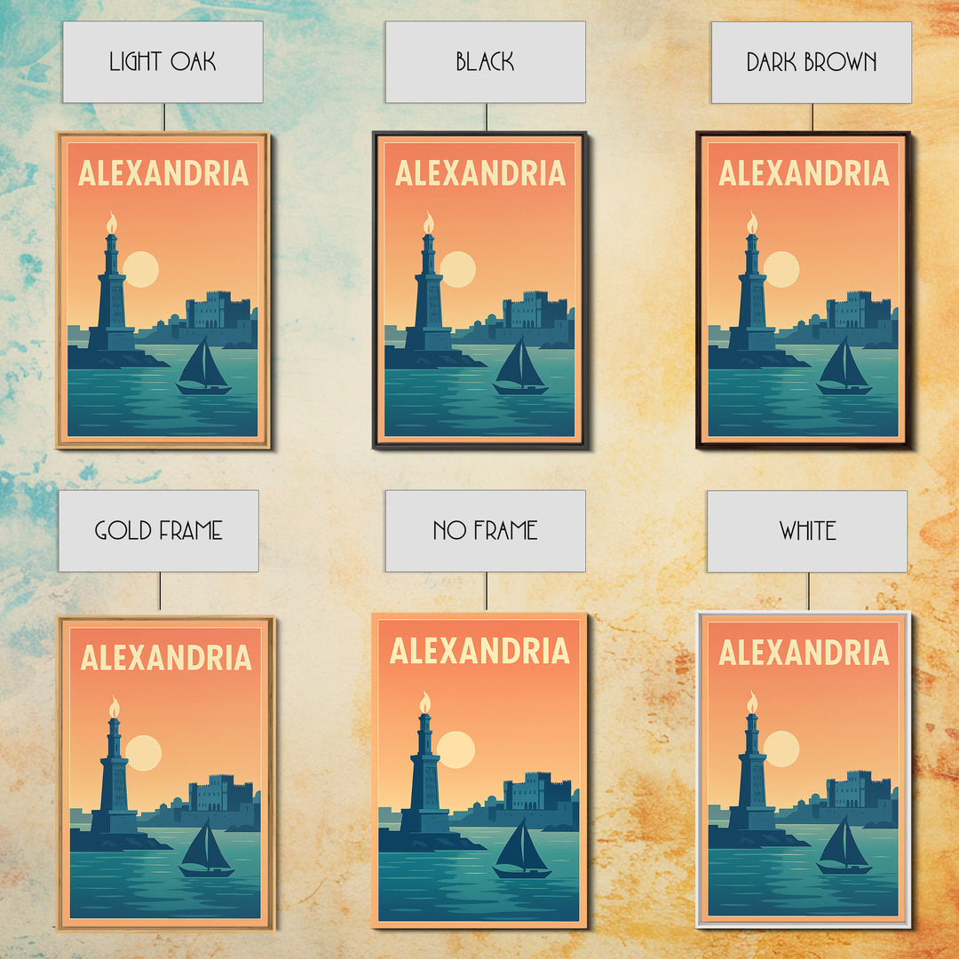 Alexandria Travel Poster, Framed Canvas Print, Classic Travel Poster Art, Alexandria Travel Art, City Illustration, Travel Poster Art