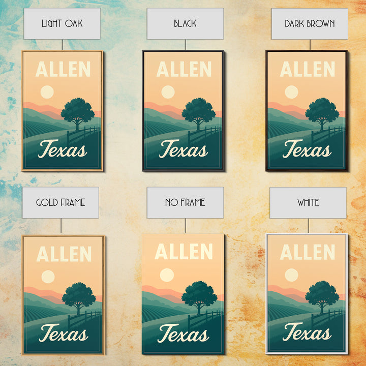Allen Travel Poster, Framed Canvas Print, Vintage Travel Poster Art, Allen City Art, Vintage Travel Print, Travel Wall Art, City Poster