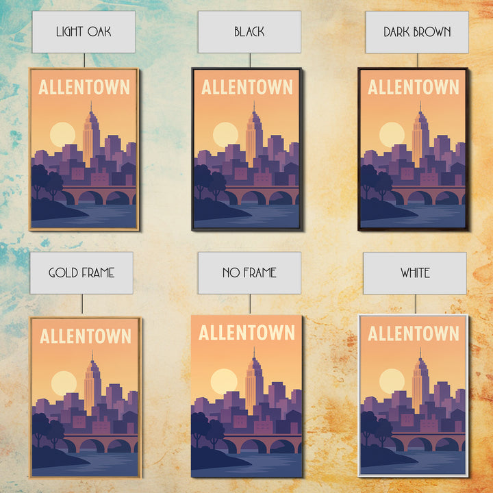 Allentown Travel Poster, Framed Canvas Print, Vintage Travel Poster Art, Allentown Art Print, Vintage City Art, Travel Art Print