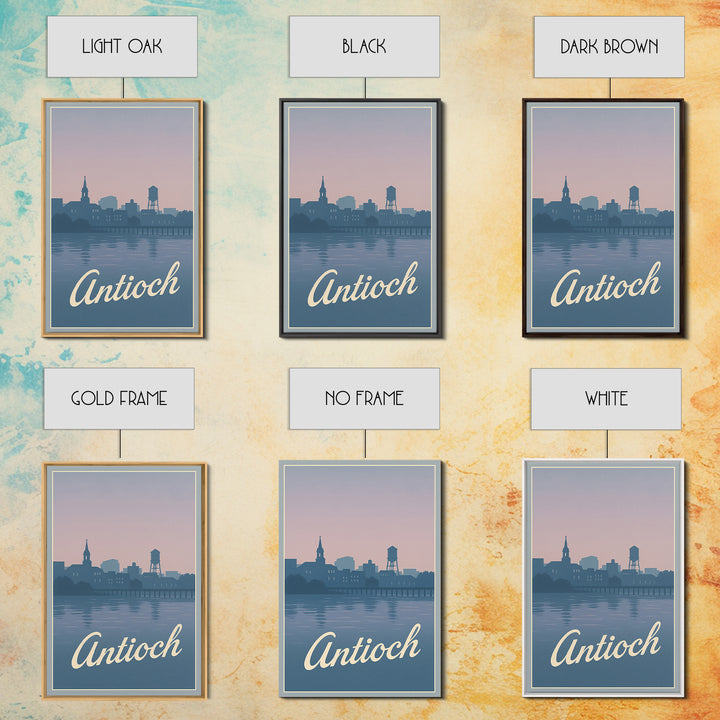 Antioch Travel Poster, Framed Canvas Print, Classic Travel Poster Art, Antioch Travel Art, Watercolor Skyline Art, Travel Poster Set