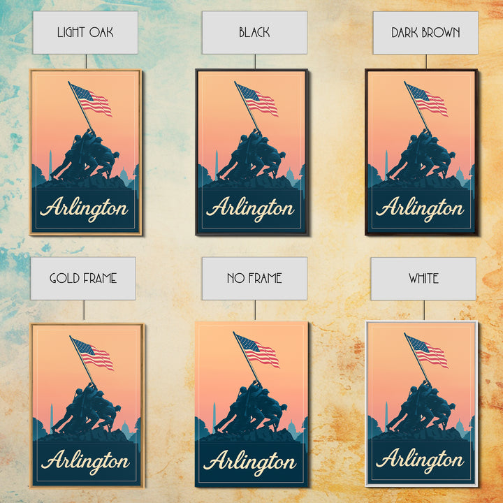 Arlington Texas Travel Poster, Framed Canvas Print, Mid Century City Wall Art, Arlington Wall Art, Eclectic Wall Decor, City Illustration