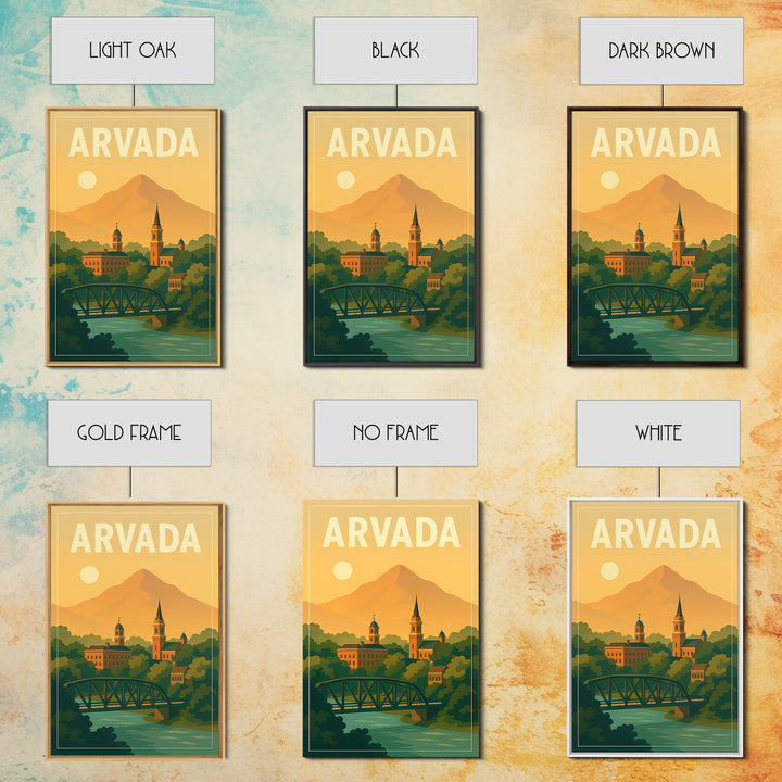 Arvada Travel Poster, Canvas Print, Mid Century City Wall Art, Arvada Poster Print, City Art Print, Wall Decor, Watercolor City Skyline