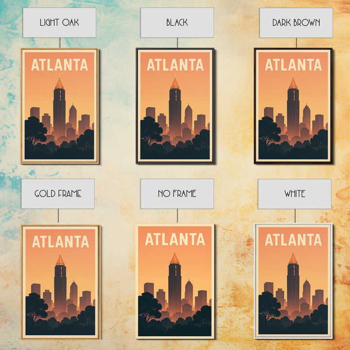 Atlanta Georgia Travel Poster, Framed Canvas Print, Vintage Travel Poster Art, Atlanta Poster Print, Vintage City Poster, Vintage City Art