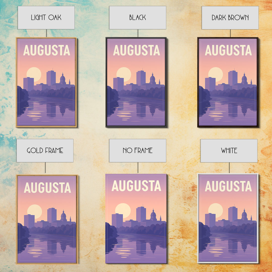Augusta Travel Poster, Framed Canvas Print, Classic Travel Poster Art, Augusta Art Print, Travel Poster Set, Modern Wall Decor