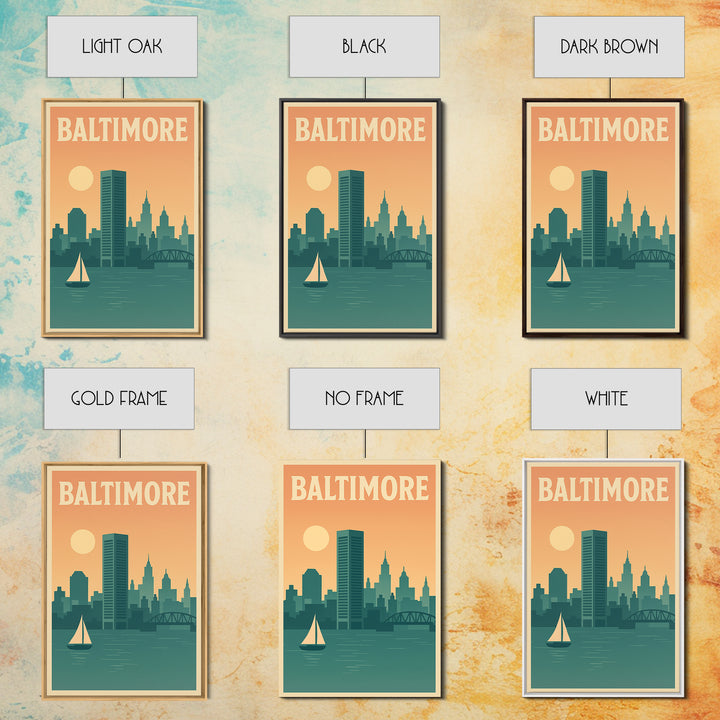 Baltimore Travel Poster, Canvas Print, Classic Travel Poster Art, Baltimore Wall Art, City Illustration, Wanderlust Decor, Travel Prints