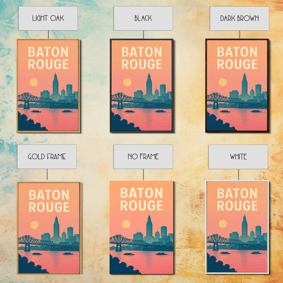 Baton Rouge Travel Poster, Canvas Print, Classic Travel Poster Art, Baton Rouge City Art, Vintage City Art, Travel Wall Art, Travel Print