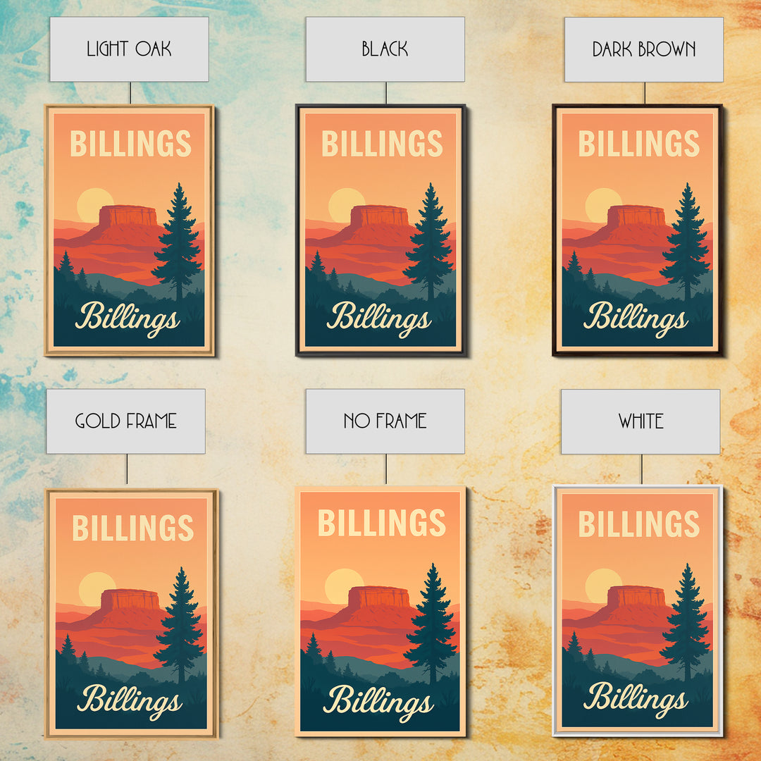 Billings Montana Travel Poster, Canvas Print, Classic Poster Art, Billings Travel Art, Travel Art Print, Mid Century Wall Art, Wall Art