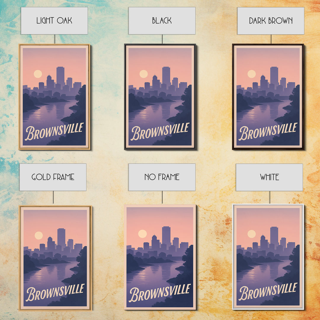 Brownsville Travel Poster, Framed Canvas Print, Classic Travel Poster Art, Brownsville Poster Print, Wanderlust Decor, Modern Wall Decor