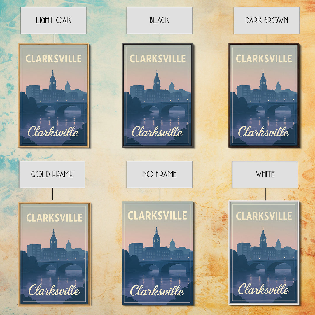 Clarksville Travel Poster, Canvas Print, Classic Travel Poster Art, Clarksville Wall Art, Retro Travel Print, Home Office Decor