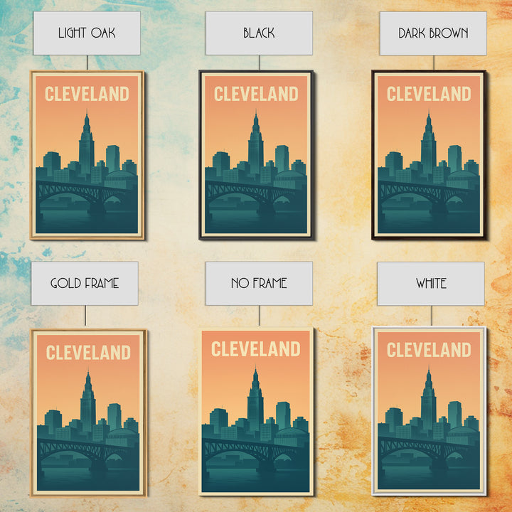 Cleveland Ohio Travel Poster, Canvas Print, Classic Travel Poster Art, Cleveland City Art, Travel Art Print, Wanderlust Decor, Wall Decor