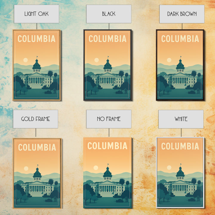 Columbia Travel Poster, Framed Canvas Print, Classic Travel Poster Art, Columbia City Art, Gift For Travelers, Travel Wall Decor