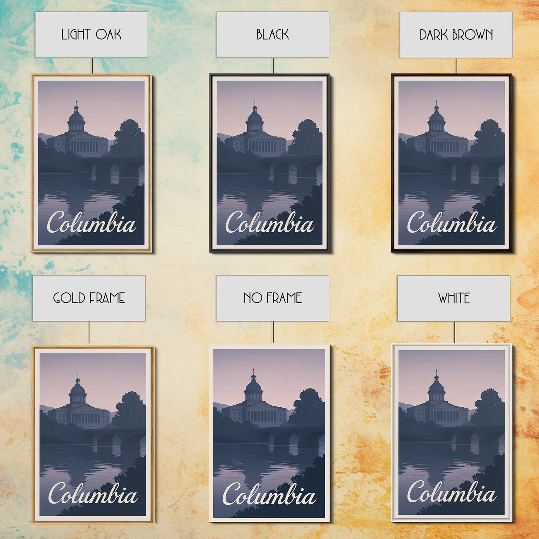 Columbia Travel Poster, Canvas Print, Mid Century City Wall Art, Columbia Art Print, Travel Poster Set, Mid Century Wall Art, Wall Art