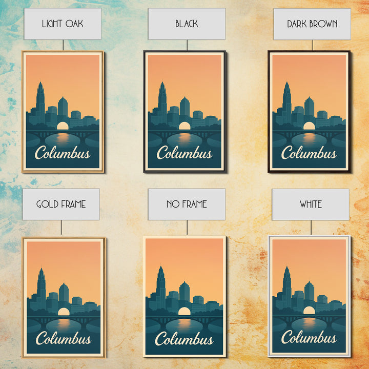 Columbus Travel Poster, Canvas Print, Vintage Travel Poster Art, Columbus Travel Art, Living Room Wall Art, Vintage Travel Art