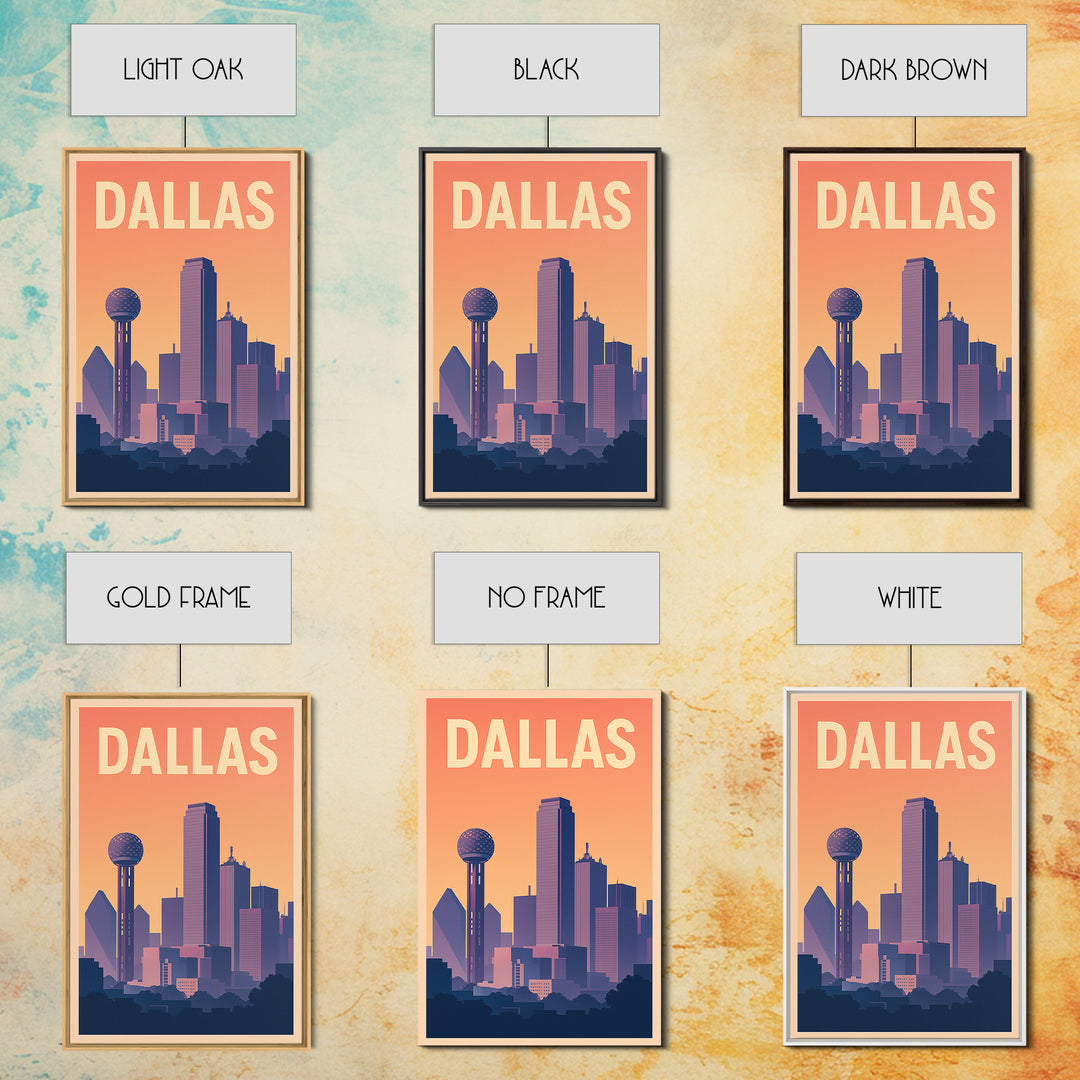 Dallas Travel Poster, Canvas Print, Mid Century City Wall Art, Dallas Wall Art, Modern Wall Decor, Travel Poster Art, Fine Art Print