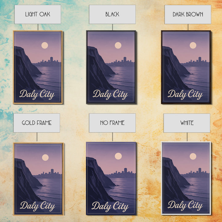 Daly City Travel Poster, Framed Canvas Print, Vintage Travel Poster Art, Daly City Art Print, Gift For Travelers, Travel Poster Set