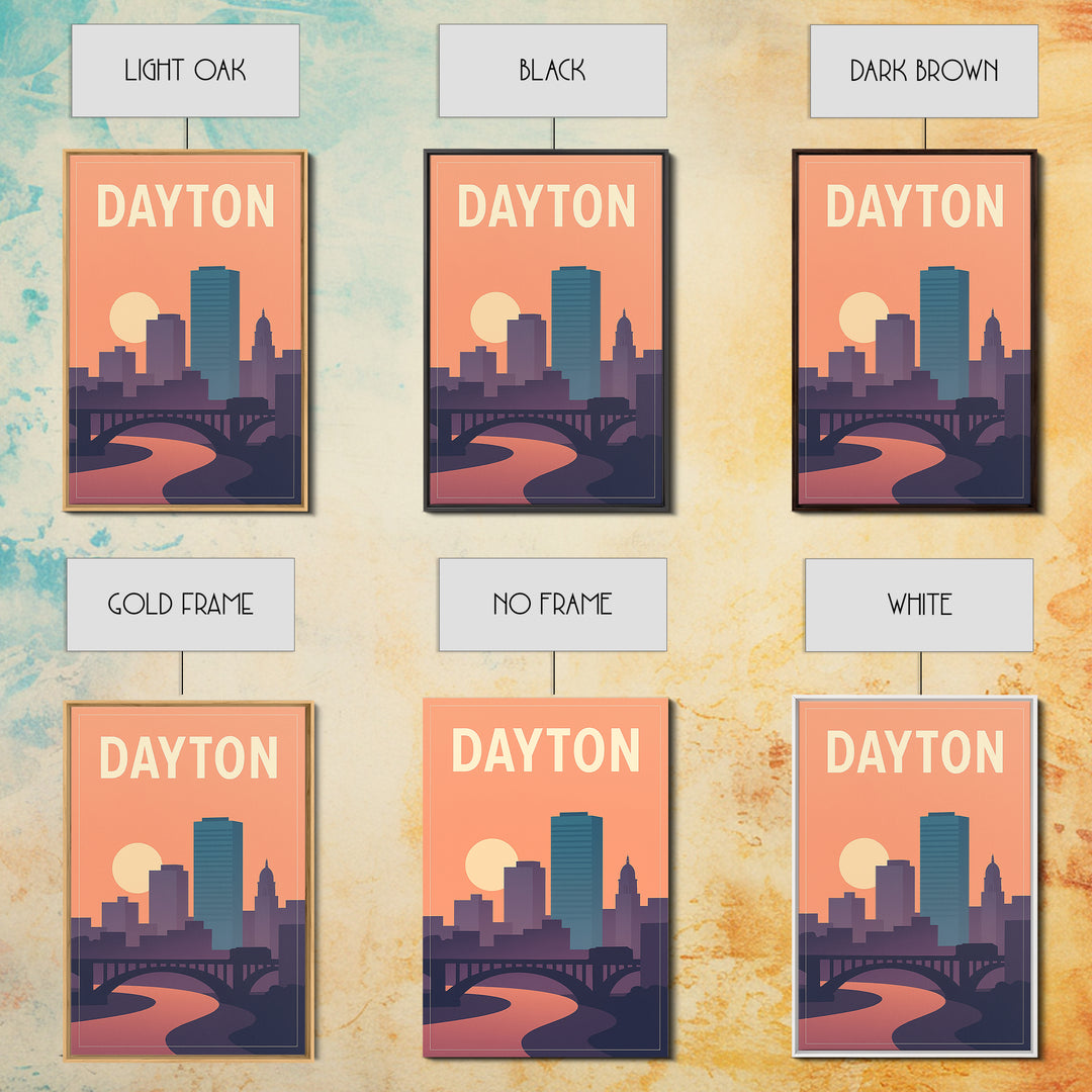 Dayton Travel Poster, Canvas Print, Classic Travel Poster Art, Dayton Wall Art, City Travel Prints, Travel Art Print, Travel Wall Art