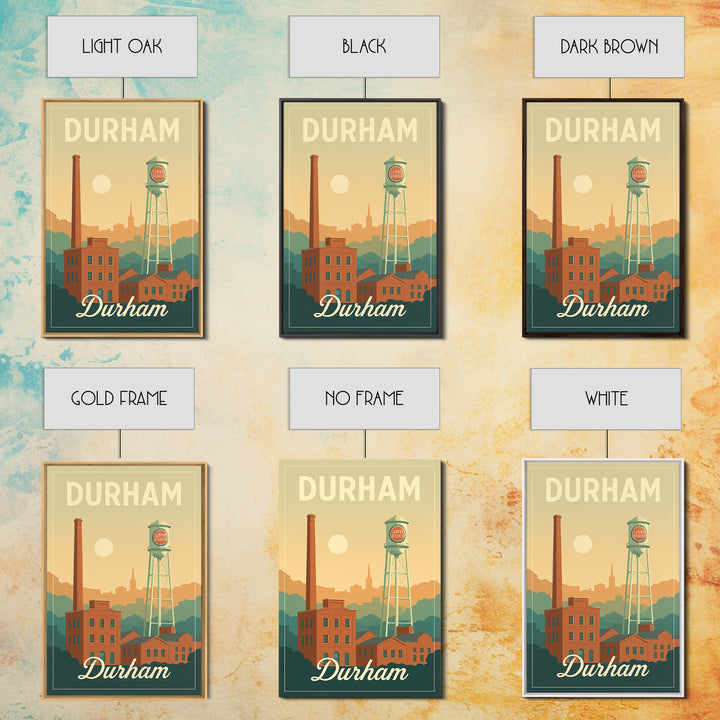 Durham North Carolina Travel Poster, Canvas Print, Mid Century City Wall Art, Durham Print, Travel Prints, Travel Poster Set