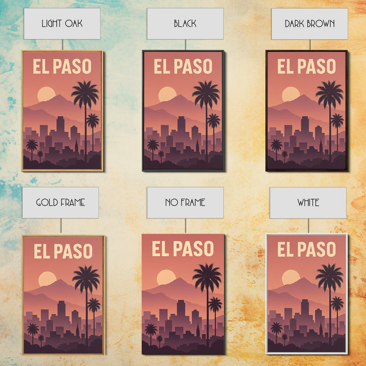 El Paso Texas Travel Poster, Canvas Print, Mid Century City Wall Art, El Paso City Art, Eclectic Wall Decor, City Illustration, Office Decor