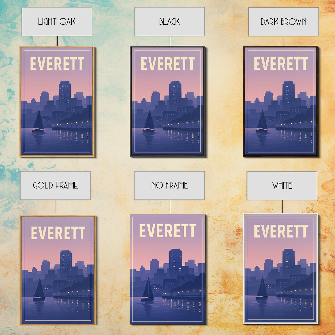 Everett Washington Travel Poster, Canvas Print, Vintage Poster Art, Everett Travel Art, Travel Poster Set, Vintage City Art, Travel Wall Art
