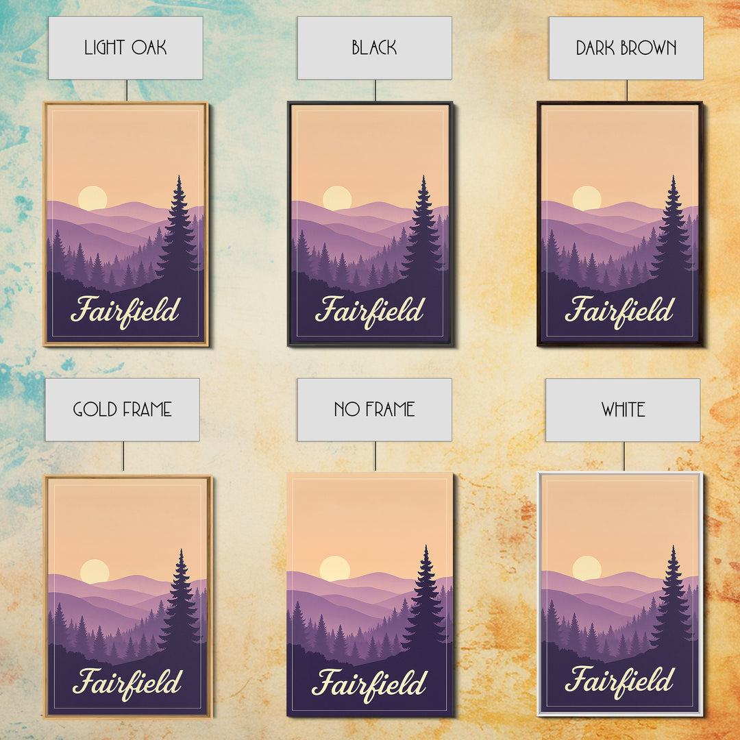 Fairfield California Travel Poster, Canvas Print, Mid Century City Wall Art, Fairfield Travel Art, Home Office Decor, Travel Wall Decor