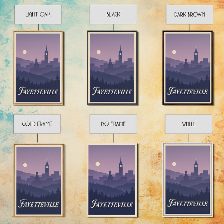 Fayetteville Travel Poster, Framed Canvas Print, Mid Century City Wall Art, Fayetteville Poster Print, Wanderlust Decor, Retro Travel Print