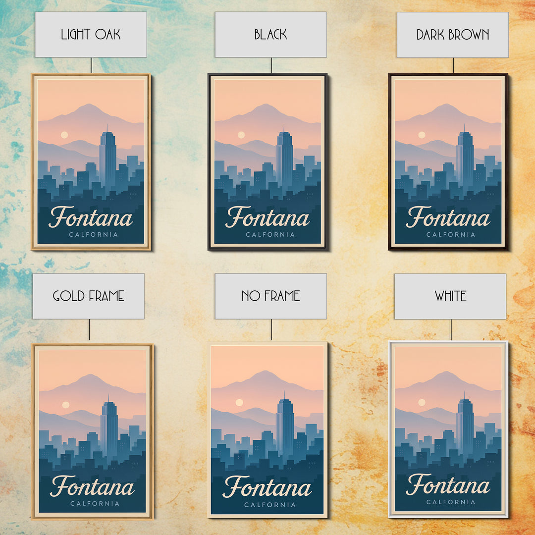 Fontana Travel Poster, Canvas Print, Mid Century City Wall Art, Fontana Poster Print, Gift For Travelers, Retro Travel Print, Wall Art