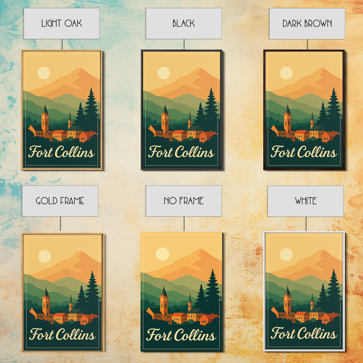 Fort Collins Colorado Travel Poster, Canvas Print, Classic Poster Art, Fort Collins Travel Art, Mid Century Wall Art, Travel Art Print