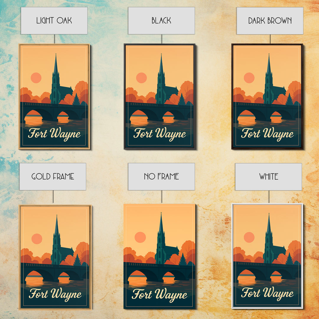 Fort Wayne Indiana Travel Poster, Canvas Print, Classic Travel Poster Art, Fort Wayne Poster Print, Travel Wall Decor, City Travel Prints