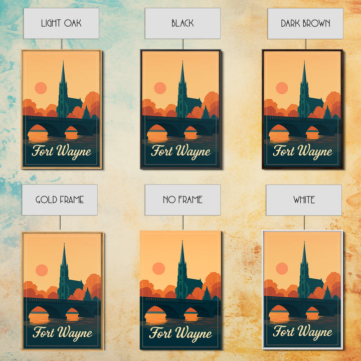 Fort Wayne Indiana Travel Poster, Canvas Print, Classic Travel Poster Art, Fort Wayne Poster Print, Travel Wall Decor, City Travel Prints