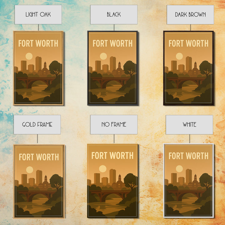 Fort Worth Texas Travel Poster, Canvas Print, Mid Century City Wall Art, Fort Worth Poster Print, Fine Art Print, Modern Wall Decor