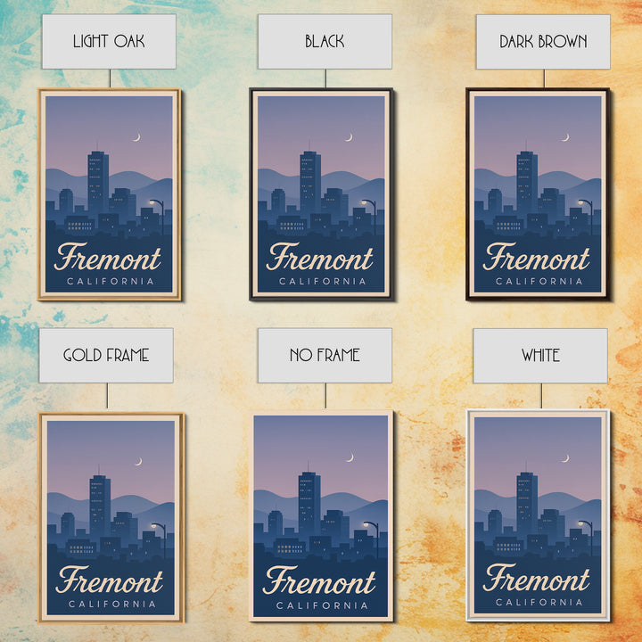 Fremont Travel Poster, Canvas Print, Retro Sunset Skyline Art, Fremont Poster Print, Mid Century Wall Art, Fine Art Print, Travel Wall Art