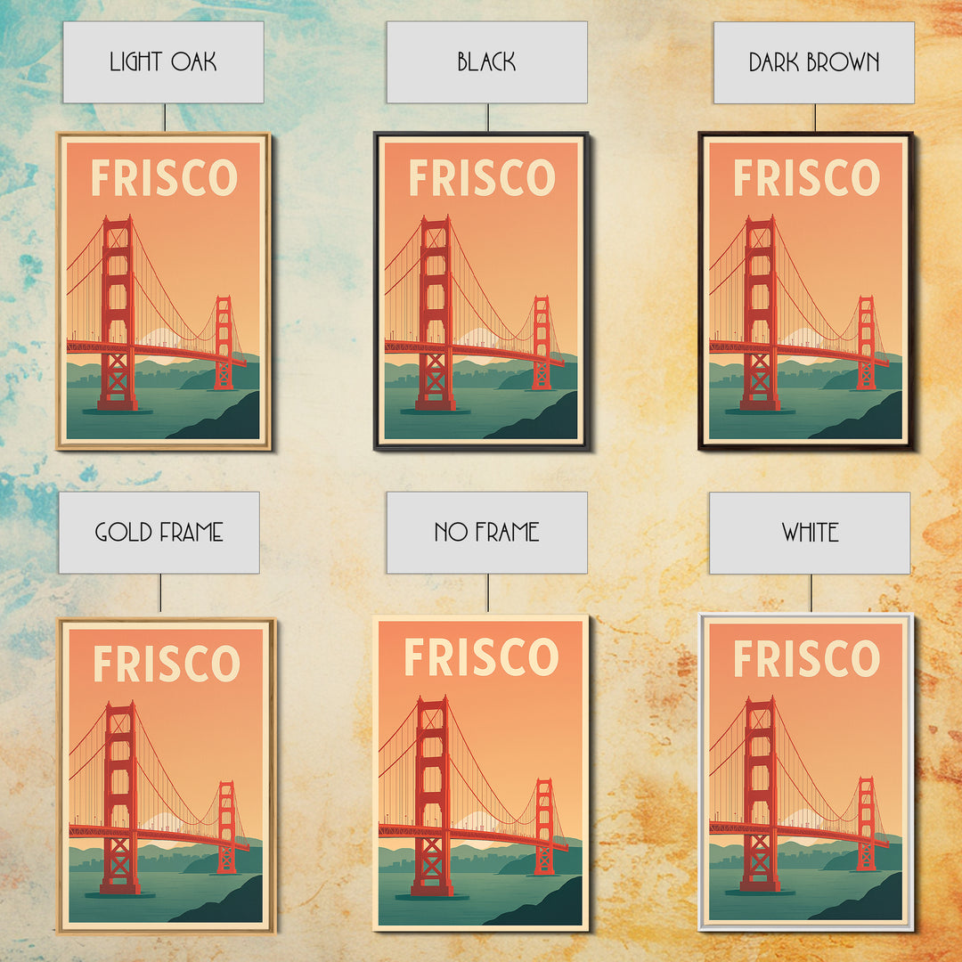 Frisco Travel Poster, Canvas Print, Mid Century City Wall Art, Frisco Art Print, Retro Travel Print, Home Office Decor, Travel Wall Decor