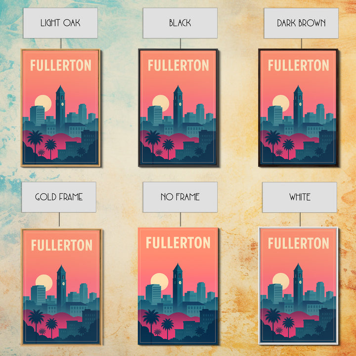 Fullerton Travel Poster, Canvas Print, Mid Century City Wall Art, Fullerton Wall Art, City Travel Prints, Mid Century Wall Art