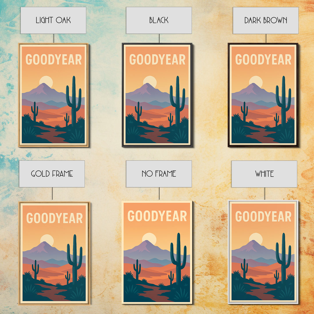 Goodyear Travel Poster, Framed Canvas Print, Vintage Travel Poster Art, Goodyear Art Print, Fine Art Print, Living Room Wall Art