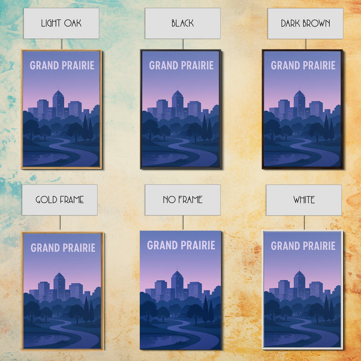 Grand Prairie Texas Travel Poster, Canvas Print, Mid Century City Wall Art, Grand Prairie Poster Print, Travel Poster Set, Modern Wall Decor