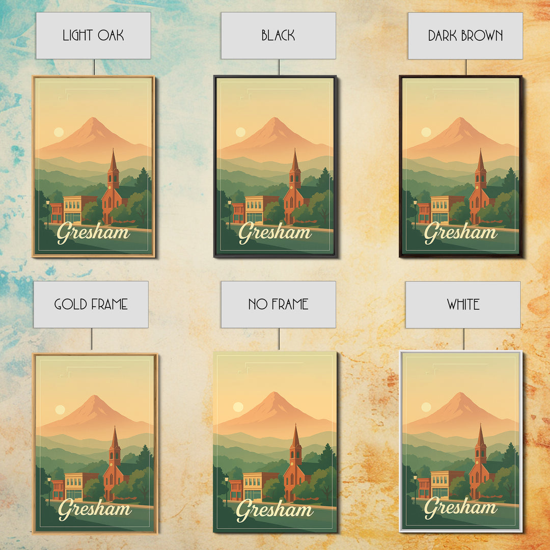 Gresham Oregon Travel Poster, Canvas Print, Classic Poster Art, Gresham Wall Art, Office Decor, City Travel Prints, Retro Travel Print