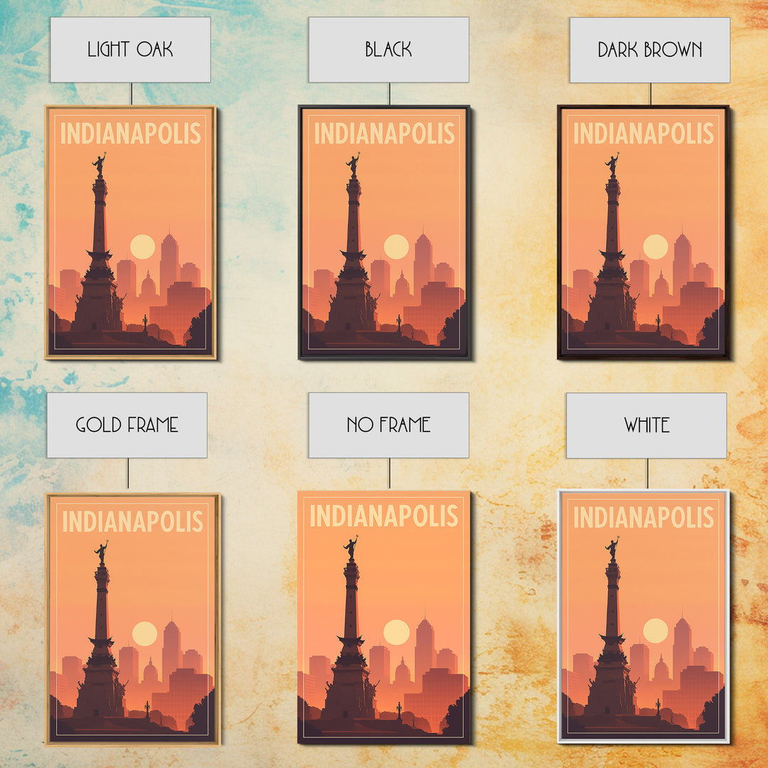 Indianapolis Indiana Travel Poster, Canvas Print, Classic Travel Poster Art, Indianapolis Travel Art, Vintage Travel Art, Travel Wall Art