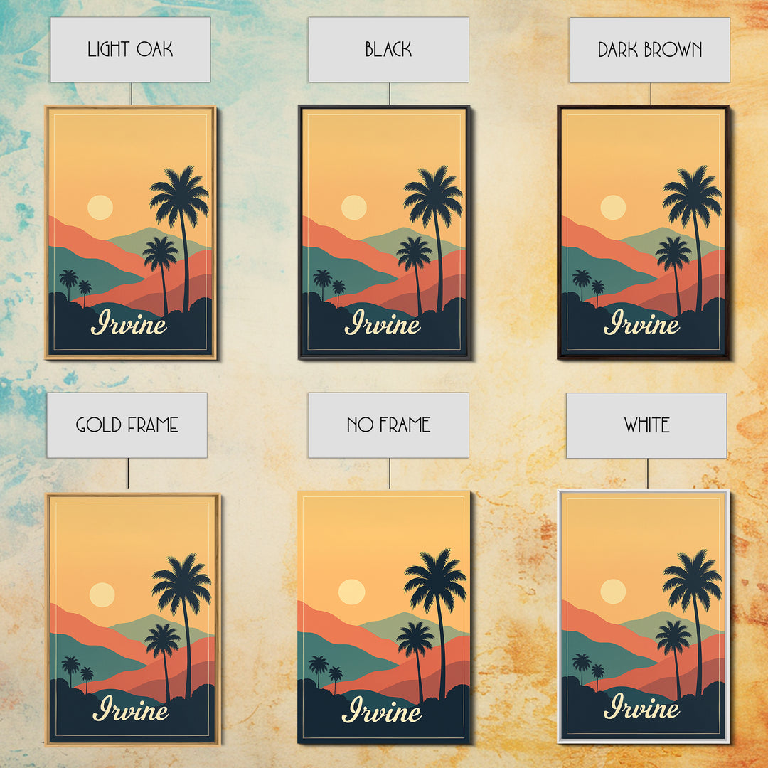 Irvine California Travel Poster, Canvas Print, Classic Poster Art, Irvine Poster Print, City Illustration, City Art Print, Travel Poster Set