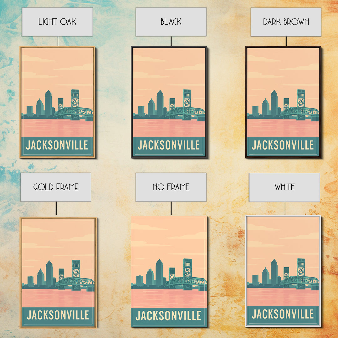 Jacksonville Travel Poster, Canvas Print, Classic Travel Poster Art, Jacksonville Wall Art, Fine Art Print, Home Office Decor, Design 2