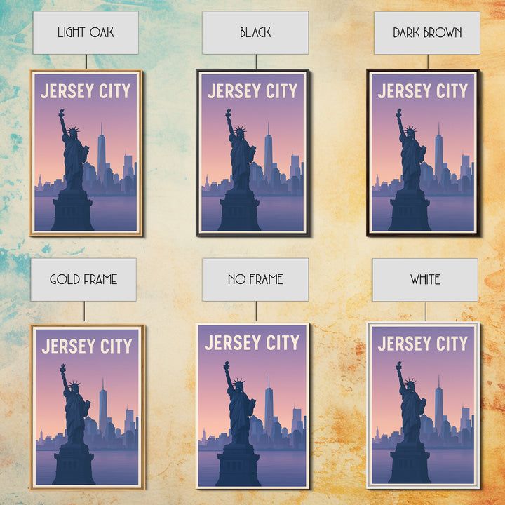 Jersey City New Jersey Travel Poster, Canvas Print, Mid Century City Wall Art, Jersey City Poster Print, Travel Art, City Travel Prints