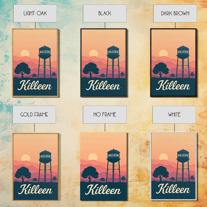 Killeen Texas Travel Poster, Canvas Print, Mid Century City Wall Art, Killeen Art Print, Modern Wall Decor, Travel Poster Art, Wall Decor