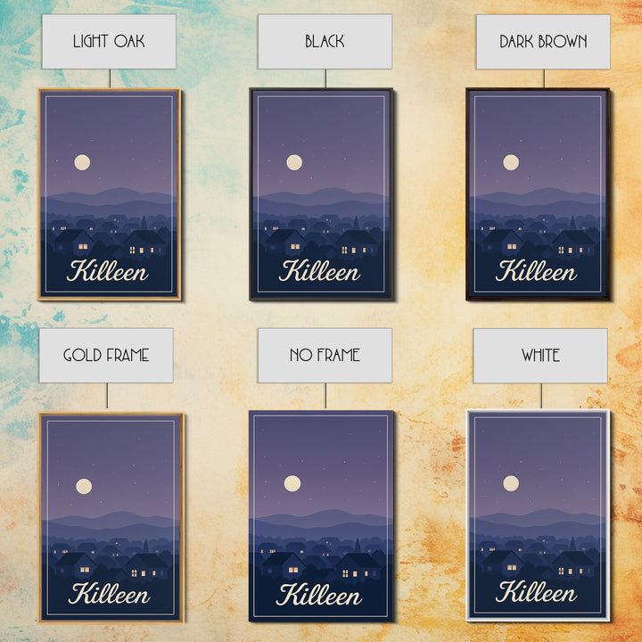 Killeen Travel Poster, Canvas Print, Classic Travel Poster Art, Killeen Poster Print, City Illustration, Travel Wall Art, Travel Poster Set