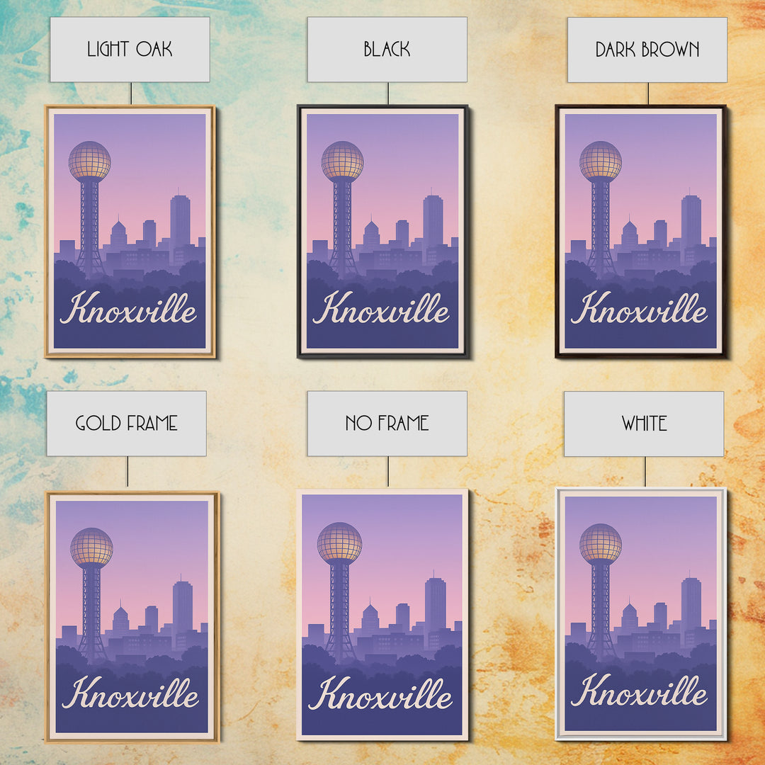 Knoxville Travel Poster, Framed Canvas Print, Mid Century City Wall Art, Knoxville Travel Art, Mid Century Wall Art, Travel Wall Decor