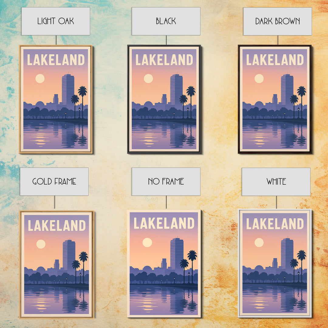 Lakeland Florida Travel Poster, Framed Canvas Print, Mid Century City Wall Art, Lakeland Poster Print, Vintage Travel Art, Travel Wall Art