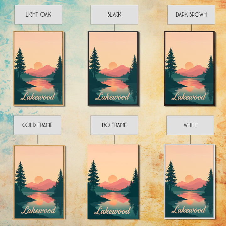 Lakewood Travel Poster, Framed Canvas Print, Classic Travel Poster Art, Lakewood Poster Print, Mid Century Wall Art, Vintage City Art