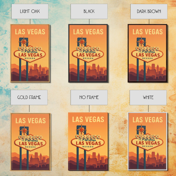Las Vegas Nevada Travel Poster, Canvas Print, Retro Sunset Skyline Art, Las Vegas Travel Art, Travel Art Print, Mid Century Wall Art
